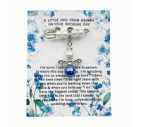 Dorla Cool Something Blue Guardian Angel Bridal Charm, Memorial Wedding Bouquet Charm, Hug from Heaven Keepsake for Bride, Wedding Gift in Memory of Mom or Dad, Remembrance Gift (Heaven)