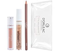 D'Orleac Professional Lipstick Set, 3 Steps, Lip Liner + Matte Liquid Lipstick + Lip Gloss (SUNNY)