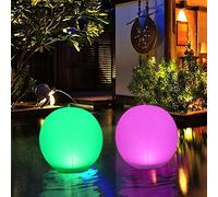 Dorlink Floating Pool Lights IP68 Waterproof Solar Orb Light,14 Inch Pond Lights with Remote Control,16 Colors Changing Hot Tub Light for Swimming Pool,Beach,Garden,Backyard,Lawn,Pathway- 2 Pack