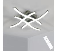 Dorlink LED Ceiling Light, 2520LM Modern Dimmable Light with Remote Control, Elegant Curved Design Chandelier 4 Built-in Boards, 28W Brushed Grey Bedroom Lights Ceiling for Living Room, Kitchen