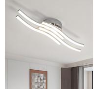 Dorlink Led Ceiling Light, 4 Built-in Wave Led Boards Design Ceiling Lamps, 24W 4500K Neutral Light Chandelier,52cm 2160LM Silver Ceiling Lighting for Living Room Bedroom Kitchen Hallway Office