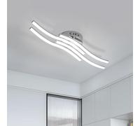Dorlink Modern Led Ceiling Light, 4 Built-in Wave Led Boards Design Ceiling Lamps, 24W 6000k Cool White Chandelier,52cm Silver Ceiling Lighting for Living Room Bedroom Kitchen Hallway Office