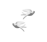 Dorlotou Pair Ceramic Birds Sparrows Swallows Dove White Wall Mounted Decor Hanging for Bathroom Livingroom Garden Wall Sculptures, Small