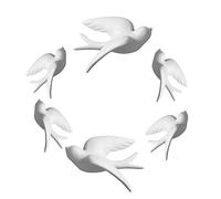 Dorlotou Set of 6 White Ceramic Sparrows Swallows Birds Wall Mounted Decor Hanging for Livingroom Garden Wall Sculptures