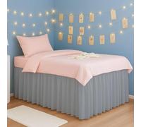 Dorm Bed Skirt, Twin XL 30 Inch Drop, Extra Long Ruffled with Split Corner, College Room Essentials, Space Grey
