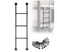 Dorm Bunk Bed Ladder 47"/49"/50"/52"/59"/79'', Black Wrought Iron Loft Ladder with Kit, Wall Mounted Metal Twin Bed Step Ladder for Home Attic Appartments, Load 330 LBS(146cm/57in)