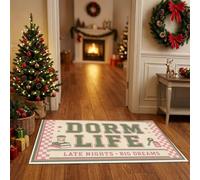 Dorm Life Illustrations Christmas Door Mat Doormat Welcome Mat | DORM LIFE ROOM 101 LATE NIGHTS • BIG DREAMS, Outdoor Décor Decoration, Gifts for College Students