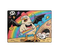 Dorm Rug 4x5 Aesthetic Carpets for Bedroom for Bedroom Home Aesthetic Decor (4'x5' Natural)-Chicken Rainbow Weird