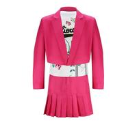 Dormation Mens Marcus Cosplay Costume Pink Tailored Collar Jacket Skirt Lotus Pattern T-Shirt Outfit Halloween Party Suit, Pink, S