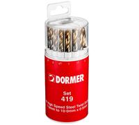 Dormer A094 No 419 19 Piece HSS TiN Coated 1.0mm-10mm By 0.5mm Drill Set