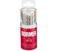 Dormer A094413 HSS High Speed Steel Jobber Drill Bit Set with 118 Degree Tin Ti