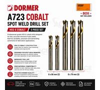 Dormer A723 Cobalt Spot Weld Drill Set 5 Piece 6mm & 8mm Car Body Repair