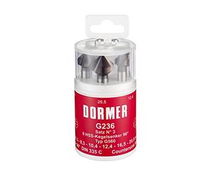 Dormer G2363 HSS High Speed Steel Countersink with 90 Degrees Angle, Set of 6 pcs, Various Shapes