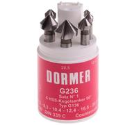 Dormer G2364 6 Piece HSS Tialn Tri-Flat Straight Shank 90° Countersink Set