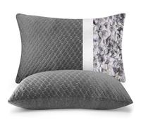 Dormirpilow Memory Foam Pillows King Size Set of 2 Grey Color Cooling Pillows for Sleeping 2 Pack, Bed Pillows with Adjustable Shredded Foam for Side, Back and Stomach Sleepers (20x36)