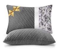 Dormirpilow Memory Foam Pillows Standrad Size Set of 2 Grey Color, Cooling Pillows for Sleeping 2 Pack, Bed Pillows with Adjustable Shredded Foam for Side, Back and Stomach Sleepers (20x26)