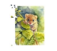 Dormouse Watercolour Jigsaw Puzzle Warren Reed - Designer Brown 1000 Piece