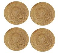 Dormstop 4X Handwoven Rattan Placemats,Round Wicker Table Mats, Natural Woven Placemats for Dinner Table,Heat Mats