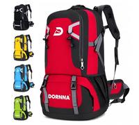 DORNNA Hiking Backpack, Waterproof 60L Foldable Rucksack, Durable Lightweight Camping Bag, With Rain Cover, For Camping, Trekking, Hiking, Walking, Climbing, Outdoor Sports, For Women and Men.