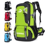 DORNNA Hiking Backpack, Waterproof 60L Foldable Rucksack, Durable Lightweight Camping Bag, With Rain Cover, For Camping, Trekking, Hiking, Walking, Climbing, Outdoor Sports, For Women and Men.