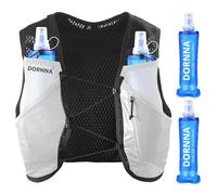 DORNNA Light Edition V1 - Trail Running Backpack + 2 Soft Bottles 500 ml BPA-Free, Run Vest with Soft Flask, Trail Running Vest for Men and Women. (White, M-L)