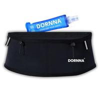 DORNNA - Running and Trail Belt + Soft Flask 250 ml, Running Belt with Backrest for Men and Women, Elastic and Lightweight Belt., Black/White, L, Running & Trail Fanny Pack