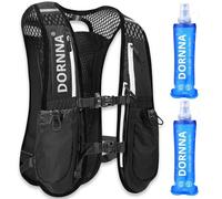 DORNNA Ultra Terra V2 - Trail Running Hydration Vest + 2 Soft Flask 500ml Gift, Running Backpack Men and Women, Back Pocket for Bladders up to 1.5L (Black + 2 Soft Flask 500ml)