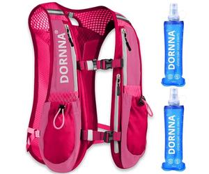 DORNNA Ultra Terra V2 - Trail Running Hydration Vest + 2 Soft Flask 500ml Gift, Running Backpack Men and Women, Back Pocket for Bladder up to 1.5L. (Pink + 2 Soft Flask 500ml)