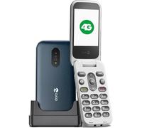 Doro - 2820 4G Unlocked Flip Mobile Phone for Seniors - Large Talking Keys - Camera - Bluetooth - Support Key - Mobile Phone without Internet and with Cradle (Blue/White)