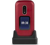 Doro 6060 Unlocked 2G Clamshell Big Button Mobile Phone for the Elderly with 2.8" Screen, External Display and Charging Cradle Included [UK and Irish Version] (Red), 7759