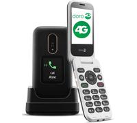 Doro 6880 4G Big Button Flip Mobile Phone SOS Function with Cradle Black White