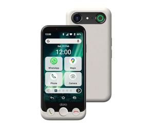 Doro Aurora A10 Basic Smartphone for Elderly People | Simple Smartphone for Seniors with Large Screen, Secure Button Alert Contacts, Hearing Aid Compatible, USB Cable, Bone