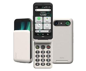 Doro Aurora A20 Basic Flip Smartphone for Elderly People | Simple Flip Smartphone for Seniors, Large Display, Secure Button Alert Contacts, Hearing Aid Compatible, Bone