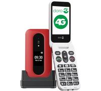 DORO - Doro Leva L30 - Senior Mobile Phone - 4G Folding Mobile Phone without Contract - External Display - HD Audio Quality - Camera - Emergency Button with GPS - Including Charging Station - Red
