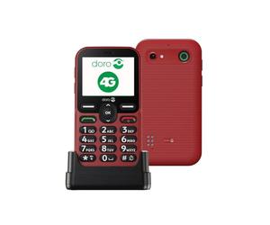 Doro Leva E10 4G Big Button Mobile Phone for Elderly | Senior Mobile Phone with Large Buttons, 2.4" Display, HD Voice, Camera, Secure Button Alert Contacts, Red