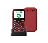 DORO Phone - Doro Leva E10 - 4G Mobile Phone For Elderly - 2.4" Landscape Display, High Contrast Keys, Extra Loud & Clear Sound, HD Voice, Camera, Doro Secure Button - Charging Cradle - Red