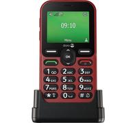 DORO Phone - Doro Leva E10 - 4G Mobile Phone For Elderly - 2.4" Landscape Display, High Contrast Keys, Extra Loud & Clear Sound, HD Voice, Camera, Doro Secure Button - Charging Cradle - Red