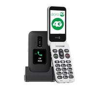 DORO Phone - Doro Leva E30 - 4G Flip Phone For Elderly - Large 2.8" Screen, External Display, High Contrast Keys, Loud & Clear Sound, Camera - Doro Secure Button - Charging Cradle - Black/White