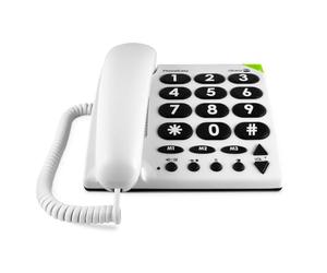 DORO PhoneEasy 331c Big Button Corded Landline for Seniors | Senior Landline Phone with Large Keys, 3 One-Touch Memory Buttons, Visual Ring Indicator, Home Phone, White