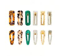 Doromy 12 Packs Acrylic Resin Hair Clips Set Hollow Geometric Alligator Hair Clip Hair Pins Cute Hair Barrettes Bobby Pins Sweet Headwear Hair Accessories for Women Girls