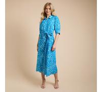 Dorothy Perkins 100% Viscose Blue Animal Print Shirt Dress BLUE ANIMAL SIZE 10