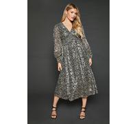 Dorothy Perkins Abstract V Neck Metallic Midi Dress In Mono mono