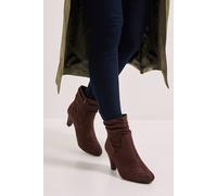 Dorothy Perkins Ally Faux Suede Ruched High Heeled Ankle Boots In Brown brown 4