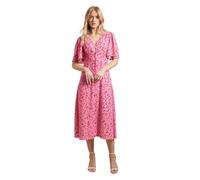 Dorothy Perkins Animal Button Front Angel Sleeve Tie Back Midi Dress, 12, Animal