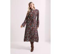 DOROTHY PERKINS Animal Keyhole Belted Long Sleeve Midi Dress 10