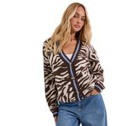 Dorothy Perkins Women's Animal Knitted Cardigan Sweater in Zebra | Size: Medium