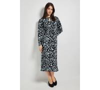 Dorothy Perkins Animal Knot Waist Long Sleeve Midi Dress, 16, Animal