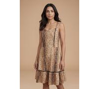 Dorothy Perkins Women's Animal Lace Trim Tiered Printed Mini Dress | Size: 14