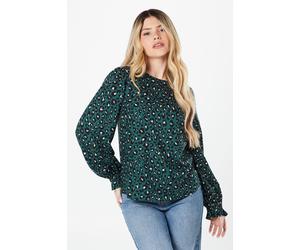 Dorothy Perkins Animal Long Sleeve Blouse In Green green