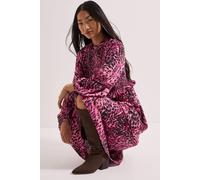 Dorothy Perkins Animal Print Petite Shirred Bodice Frill Detail Midi Dress animal 14